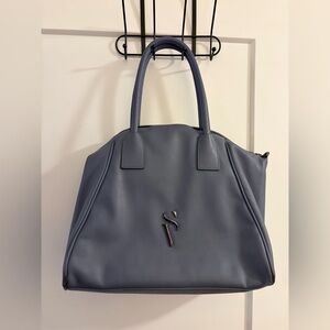 Simply Vera Vera Wang Blue/Gray Vegan Leather Tote Bag Purse
